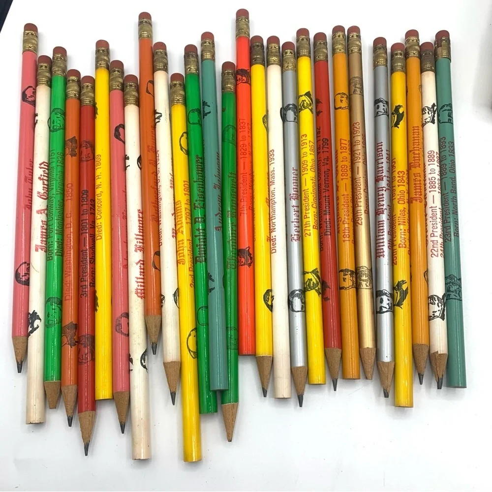 Vintage Lot Of 27 Presidents Pencils 1960s United States Pencils With Box